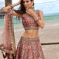 House of Panchhi Rose Gold Net Sequins, Moti, Mirror And Thread Embroidery Lehenga Choli & Dupatta | Swadesiicart