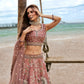 House of Panchhi Rose Gold Net Sequins, Moti, Mirror And Thread Embroidery Lehenga Choli & Dupatta | Swadesiicart