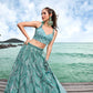 House of Panchhi Turquoise Blue Net Sequins, Zarkan And Thread Embroidery Lehenga Choli & Dupatta | Swadesiicart