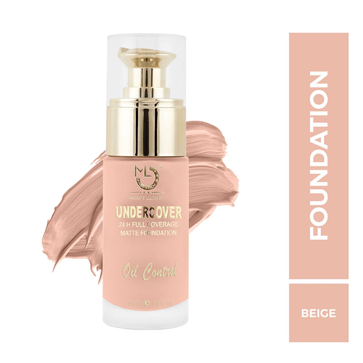 Matt Look Undercover 24Hr Full Coverage & Oil Control Matte Foundation - Beige - Swadesiicart