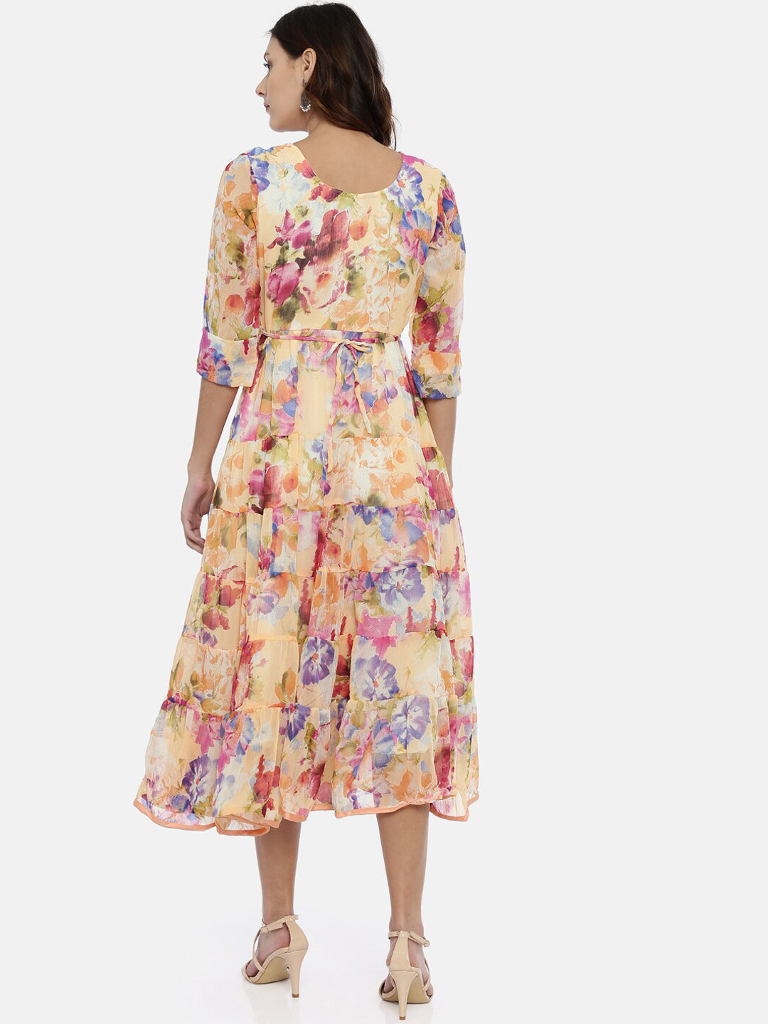 Souchii Women Multicoloured Floral Print Fit And Flare Dress - Swadesiicart