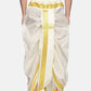 Sethukrishna Men Cream-Coloured Solid Readymade Dhoti Pants | Swadesiicart