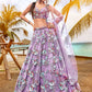 House of Panchhi Mauve Net Sequins & Zarkan Embroidery Lehenga Choli & Dupatta | Swadesiicart