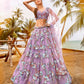 House of Panchhi Mauve Net Sequins & Zarkan Embroidery Lehenga Choli & Dupatta | Swadesiicart