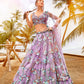 House of Panchhi Mauve Net Sequins & Zarkan Embroidery Lehenga Choli & Dupatta | Swadesiicart