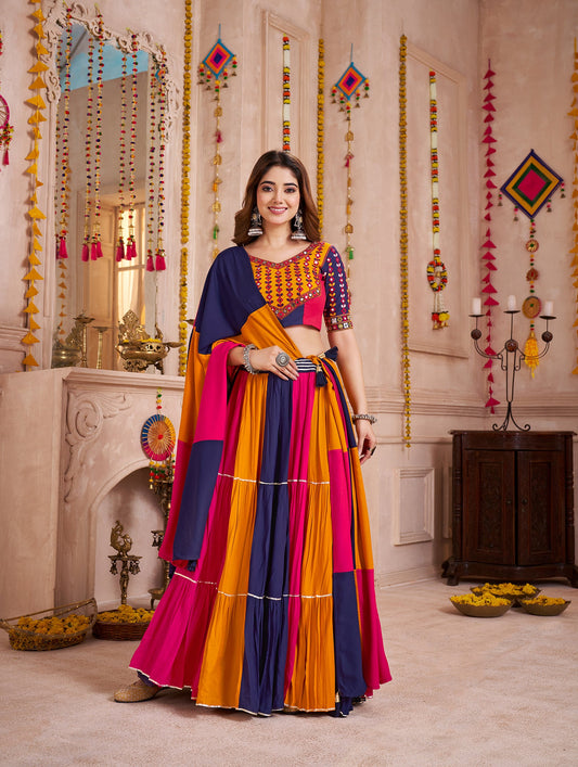 Monjolika Fashion Colorful Designer Viscose Cotton Navratri Chaniya Choli Set - Swadesiicart