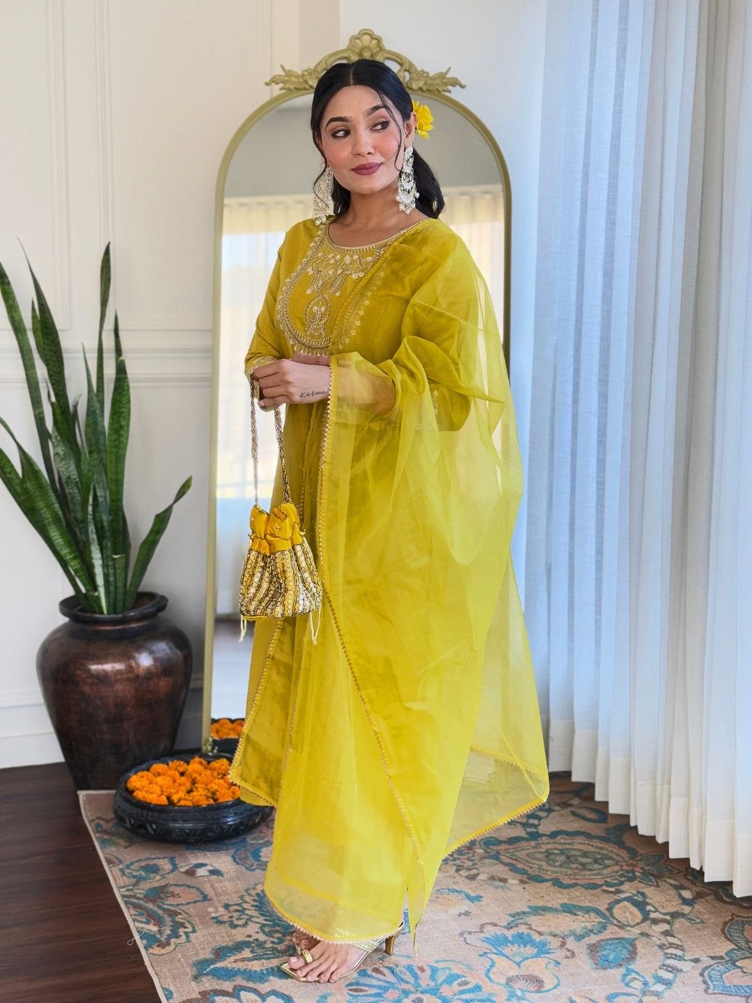 The52 Beautiful Embroidery Work with Rayon Slub Fabric Straight Kurta, Pant and Dupatta Set - Swadesiicart
