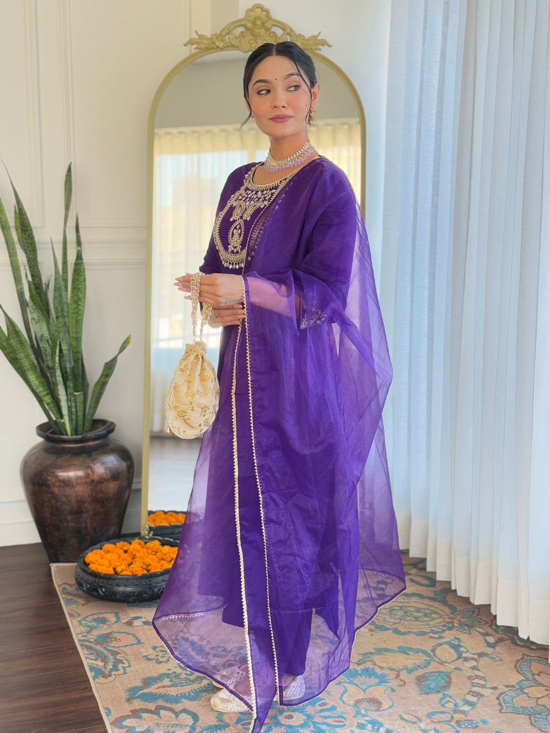 The52 Beautiful Embroidery Work with Rayon Slub Fabric Straight Kurta, Pant and Dupatta Set - Swadesiicart