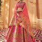 Monjolika Fashion Rani Pink Banarasi Silk Wedding Wear Lehenga With Embroidery Work | Swadesiicart