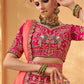 Monjolika Fashion Rani Pink Banarasi Silk Wedding Wear Lehenga With Embroidery Work | Swadesiicart