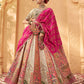 Monjolika Fashion Multicolor Banarasi Silk Wedding Wear Lehenga With Embroidery Work | Swadesiicart