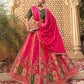 Monjolika Fashion Hot Pink Banarasi Silk Wedding Wear Lehenga With Embroidery Work | Swadesiicart