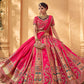 Monjolika Fashion Hot Pink & Peach Banarasi Silk Wedding Wear Lehenga With Embroidery Work | Swadesiicart