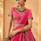 Monjolika Fashion Hot Pink & Peach Banarasi Silk Wedding Wear Lehenga With Embroidery Work | Swadesiicart