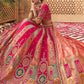 Monjolika Fashion Rani Pink & Peach Banarasi Silk Wedding Wear Lehenga With Embroidery Work | Swadesiicart