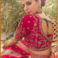 Monjolika Fashion Rani Pink & Peach Banarasi Silk Wedding Wear Lehenga With Embroidery Work | Swadesiicart
