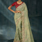 Monjolika Fashion Sea Green With Lakhanvi And Zarkan Work Banarasi Silk Blend Saree | Swadesiicart