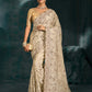 Monjolika Fashion Cream Banarasi Silk With Lakhanvi And Zarkan Work Blend Saree | Swadesiicart