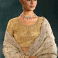 Monjolika Fashion Cream Banarasi Silk With Lakhanvi And Zarkan Work Blend Saree | Swadesiicart