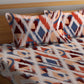 BOMBAY DYEING Marigold Brown Geometric Cotton 104 TC King Bedsheet & 2 Pillow Covers - Swadesiicart