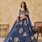 Monjolika Fashion Navy Blue Embroidered Art Silk Reception Trendy Lehenga Choli - Swadesiicart