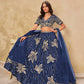 Monjolika Fashion Navy Blue Embroidered Art Silk Reception Trendy Lehenga Choli - Swadesiicart