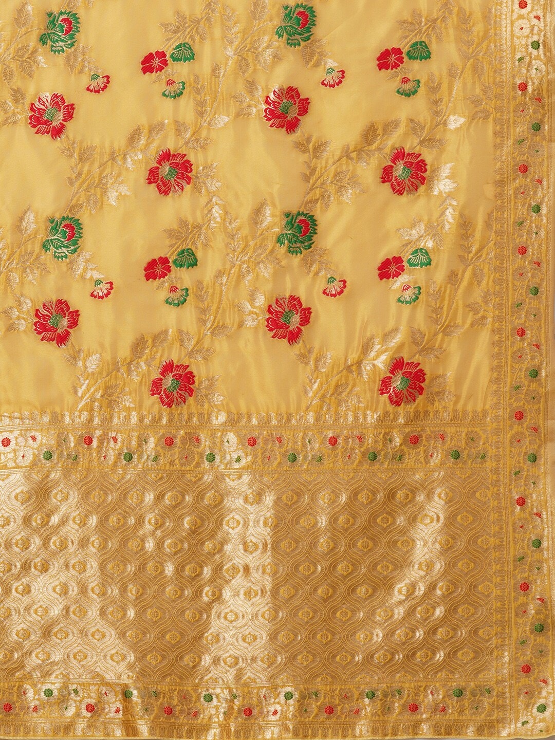 Mitera Floral Organza Banarasi Zari Saree With Blouse Piece | Swadesiicart