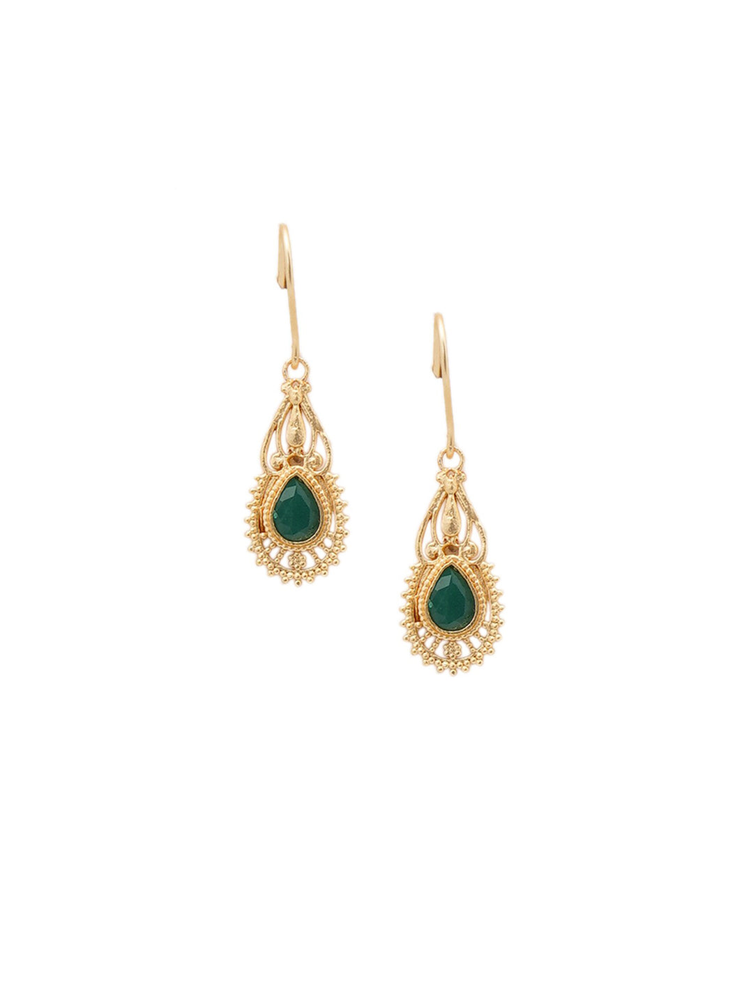 Shoshaa Green Gold-Polished Handcrafted Classic Drop Earrings | Swadesiicart