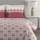 MYTRIDENT White Red Ethnic Motifs 144 TC Cotton Queen Bedsheet With 2 Pillow Covers - Swadesiicart