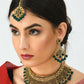 Mominos Fashion Johar Kamal Traditional Rajwadi Design Heavy Golden/Green Color Necklace Set - Swadesiicart