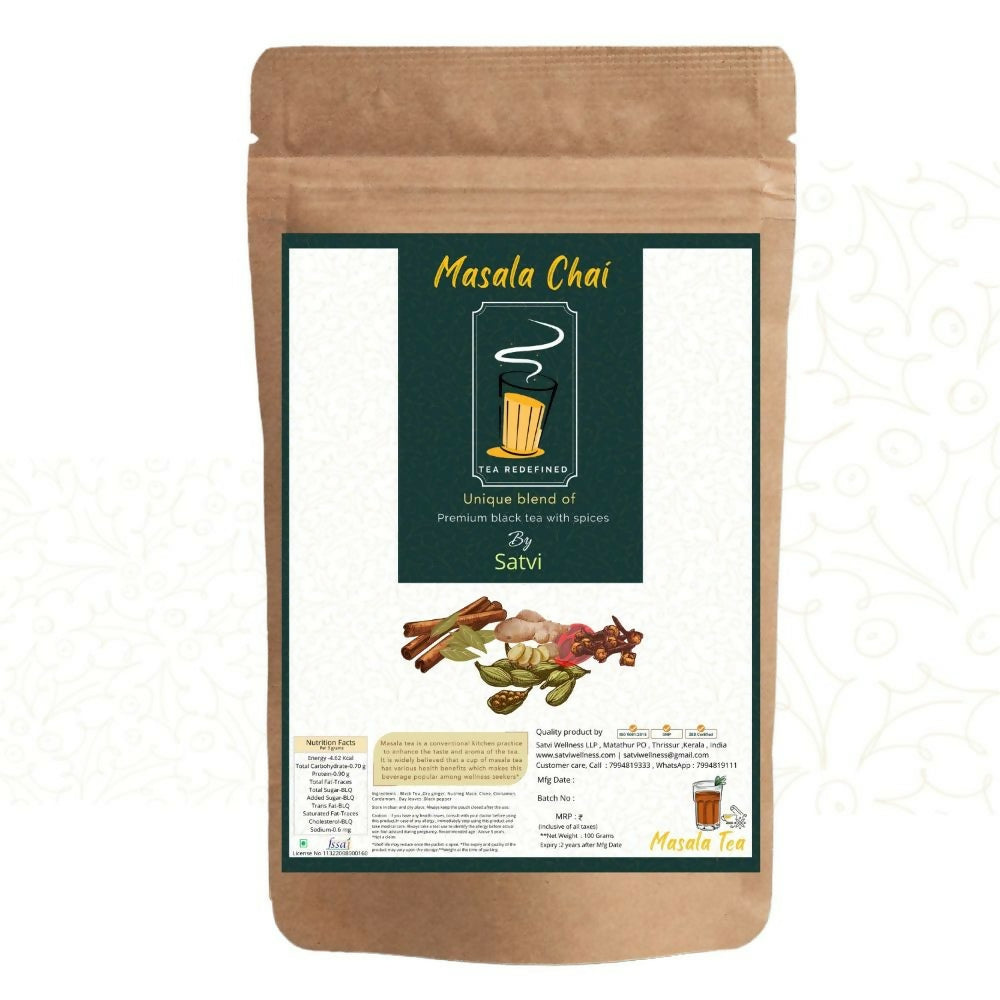 Satvi Wellness Masala Chai | Masala tea | Black tea with spices and herbs | Karak tea - Satvi Wellness