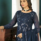 Blue Heavy Faux Georgette Embroidered Semi Stitched Suit - Dhvani