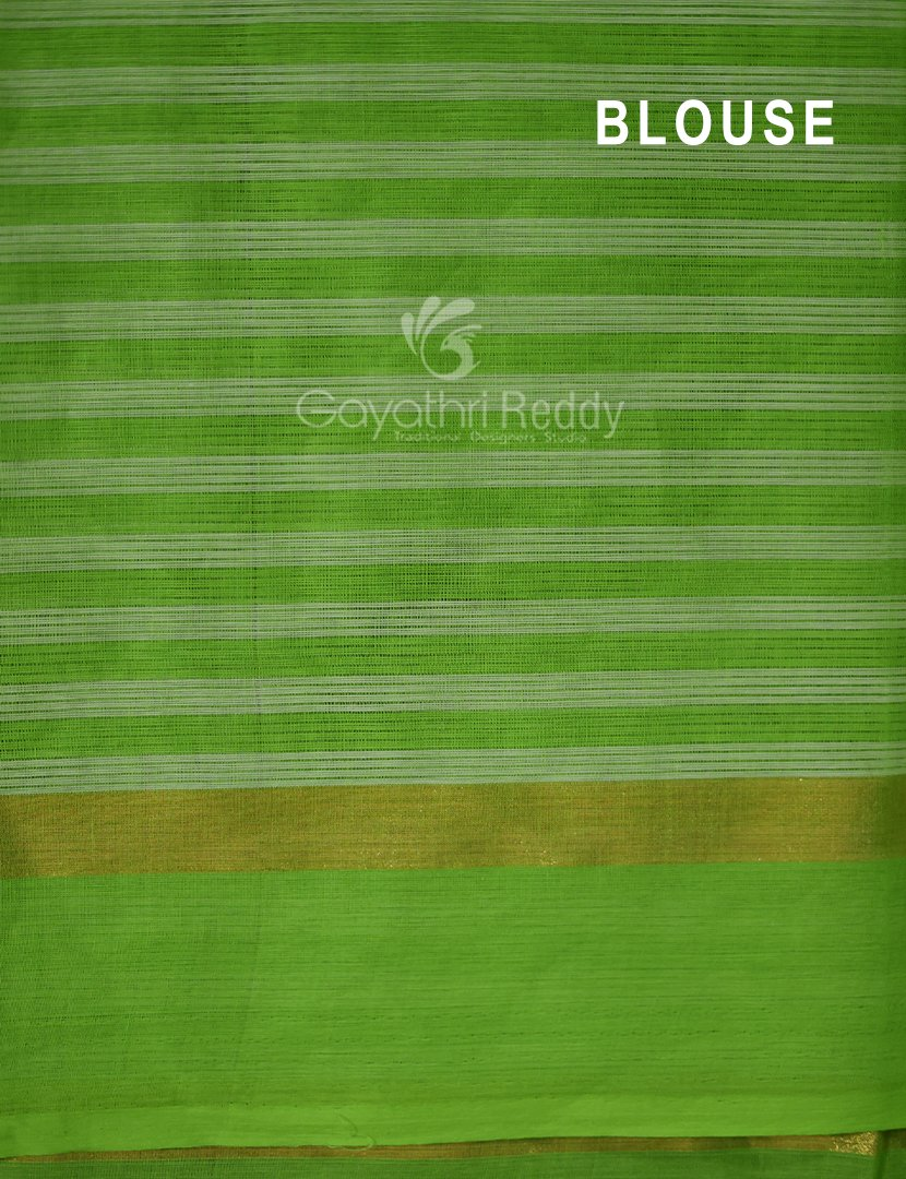 Light Green With Checks Pure Mangalgiri Cotton Saree By Gayathri Reddy Designer Studio | Swadesiicart