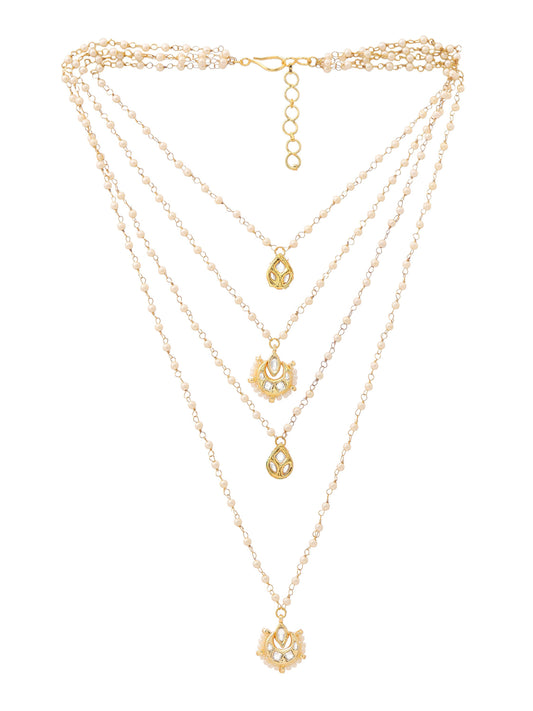 Ruby Raang Gold Kundan Layered Necklace | Swadesiicart