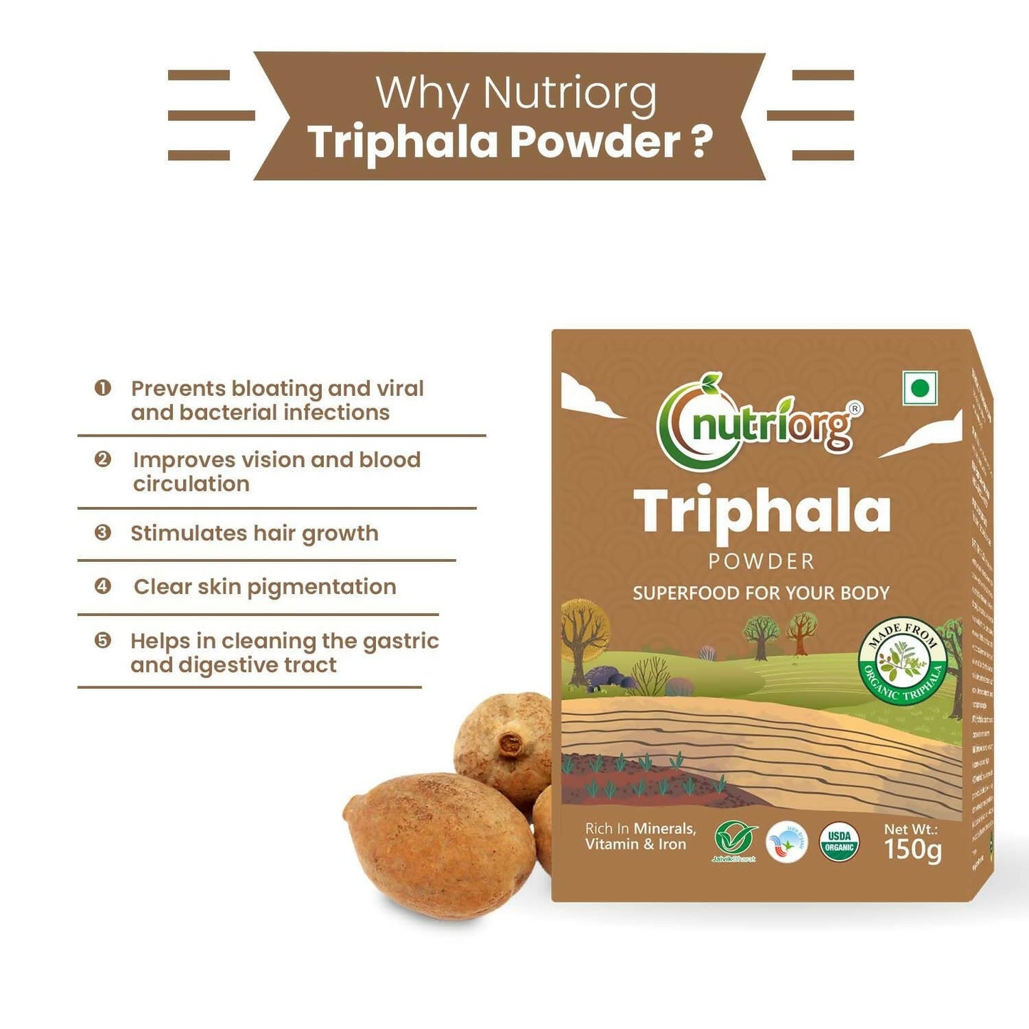 Nutriorg Triphala Powder - Swadesiicart