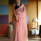 Vamsee Manbhari Peach Organza Saree - Swadesiicart