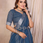 Anaita Navy Blue Weaving Linen Cotton Saree With Blouse