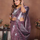 Anaita Purple Weaving Linen Cotton Saree With Blouse