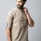 Even Apparels Beige Color Pure Cotton Men's Kurta With Band Collar (SLD072) | Swadesiicart