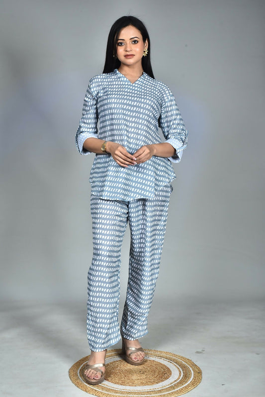 Morchari Digital Print Semi Muslin Co-Ord Set Top & Trouser-Multicolor - Swadesiicart
