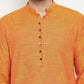 Even Apparels Orange Pure Cotton Long Men's Kurta With Band Collar | Swadesiicart