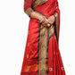 DEIANA'S Beautiful Designer Golden zari Soft Lichi Silk Saree - Red - Swadesiicart
