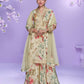 Anaita Cream Chinon Readymade Palazzo Suit with Digital Embroidery Work
