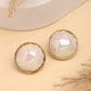 NVR Wome's Gold-Polished Pearl Studded Circular Studs Earring | Swadesiicart