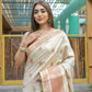 Vamsee Madhavi White Soft Silk Saree - Swadesiicart