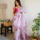Vamsee Divisha White Organza Saree - Swadesiicart
