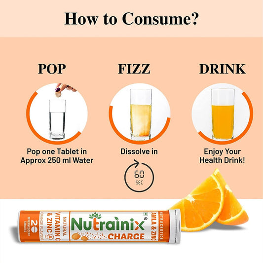 Nutrainix Charge Natural Vitamin C & Zinc Tablets | Swadesiicart