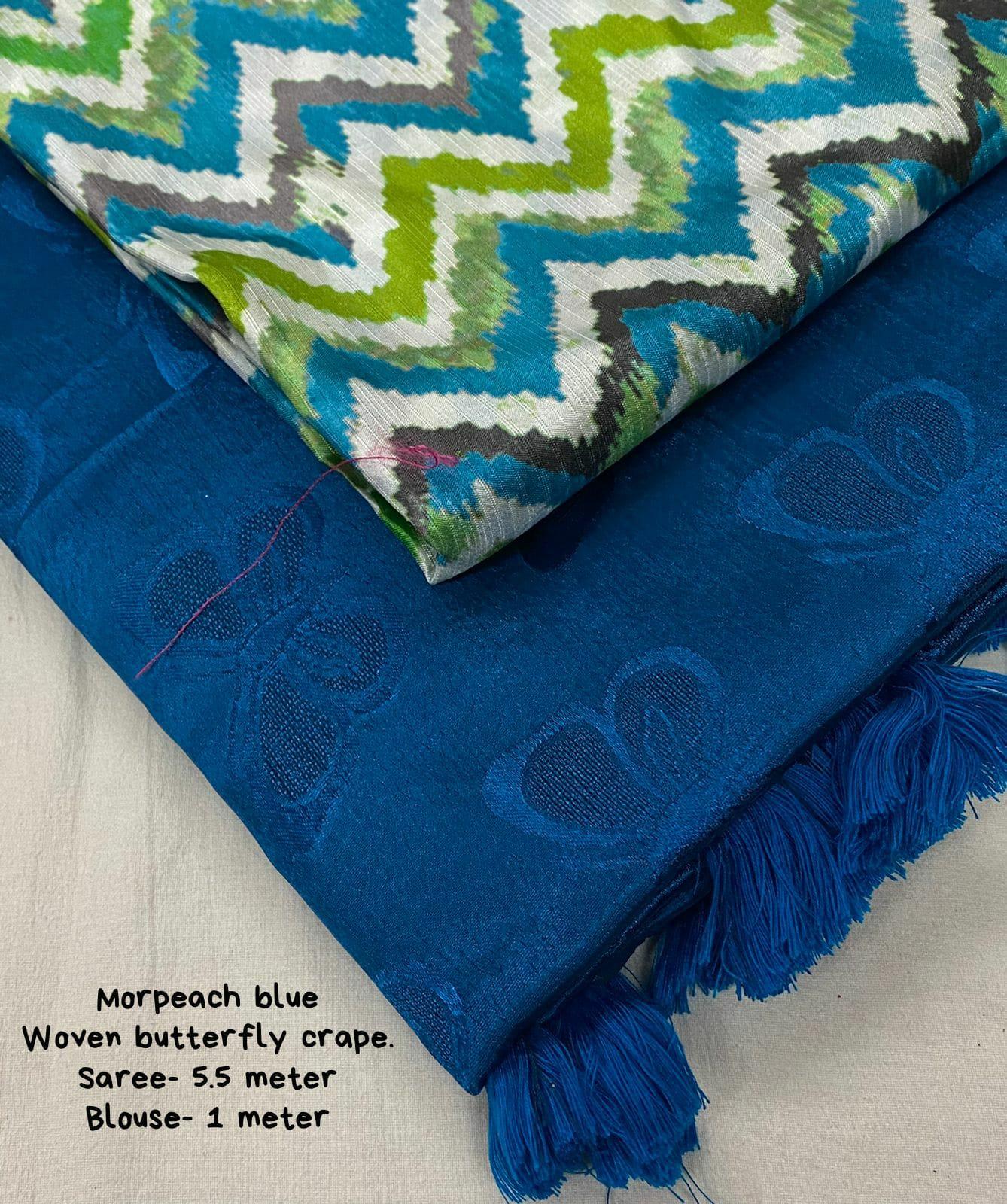 Blue Silk Blend Ethnic Motifs Saree with Unstitched Blouse - Hiral Fashion | Swadesiicart