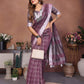 Anaita Purple Weaving Linen Cotton Saree With Blouse