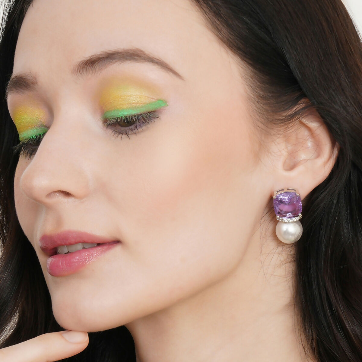 Purple Pearl Studs- Ruby Raang | Swadesiicart